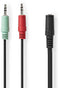 Nedis CAGB22160BK02 - Adapter 3,5 mm male naar 2x 3,5 mm female - 12 cm - Zwart