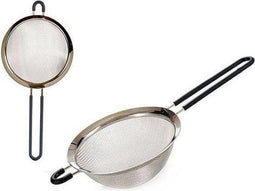 Arte Keuken zeef - zilver - met zwart handvat - 33 x 14 cm - RVS - vergiet - keukenzeef - keukenvergiet