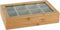 Excellent Houseware theedoos/opbergdoos - 8-vaks - bamboe hout - 32 x 20 x 6,5 cm