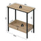 Woltu Salontafel met 2 Planken - Zwart Metaal en Licht Eiken - 50 x 55 x 25 cm