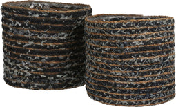 Mica Decorations Gill Mand voor Planten - Set van 2 - H26 x Ø30 cm - Katoen - Blauw