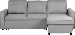 NESNA - Hoekslaapbank - Lichtgrijs - Linkerzijde - 228 cm - Polyester