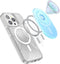 PopSockets PopGrip - Telefoonbutton en Standaard compatibel met een magnetische ring voor iPhone 12 en hoger - Blauw Opalecent