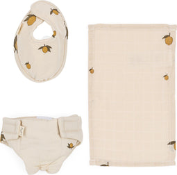Konges Sløjd - Poppen Speelgoed - Lemon - Slabbetje/Luier/Doek - Katoen - Nursery Set