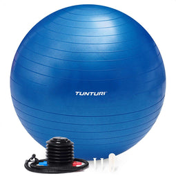 Tunturi Anti Burst Fitnessbal - Yoga bal 65 cm - Max 220 kg - Incl Pomp - Blauw