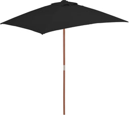 vidaXL - Parasol - met - houten - paal - 150x200 - cm - zwart