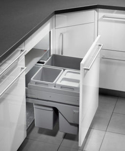 Hailo Euro Cargo - Inbouwafvalsysteem 56L - 3 binnenemmers 30L + 13L + 13L - Grijs