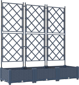 vidaXL - Tuinplanter - met - Trellis - 3 - stuks - Grijs - 120x40x125,5 - cm