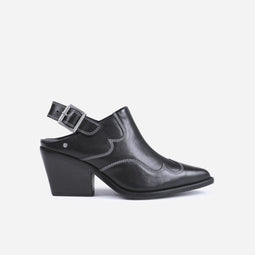 Bronx Next-low-kole - Dames Slingback - Western stijl - Zwart