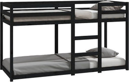 vidaXL - Stapelbed - massief - grenenhout - zwart - 75x190 - cm