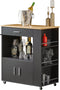 SoBuy FKW113-SCH - Keukenkast - Zwarte Multifunctionele Buffetkast met Wielen - 82 x 46 x 88 cm