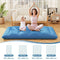 Costway Futonmatras - Wasbare Hoes - Draagtas - 203 x 137 x 10 cm - Blauw