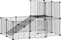 vidaXL - Huisdierenkooi - met - deur - 20 - panelen - 35x35 - cm - staal - zwart