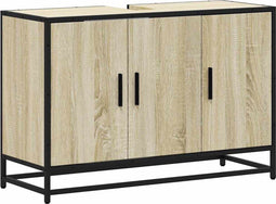 vidaXL - Wastafelkast - 90x33x60 - cm - bewerkt - hout - sonoma - eikenkleurig