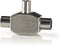 Nedis Satelliet- en Antenne-Adapter - IEC (Coax) Male - 2x Coax Female - Vernikkeld - 75 Ohm - T-Splitter - Metaal - Wit - 1 Stuks - Window Box