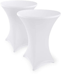 Delex - Stretch Cover Bartafelhoezen - Elegante bartafelhoes voor bistrotafel - Wit (2 stuks)