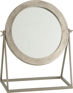 J-Line spiegel Rond Op Voet - metaal - zilver - 35 x 30 cm
