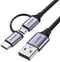 Ugreen US177 - Kabel - USB A naar Micro-USB + Type-C - Grijs Zwart