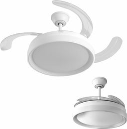 Plafondventilator met ledverlichting en 4 inklapbare bladen Blalefan InnovaGoods Wit 72 W Ø49,5-104 cm