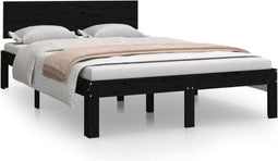 vidaXL - Bedframe - massief - hout - zwart - 120x190 - cm