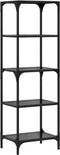 vidaXL - Opbergrek - met - zwart - glazen - blad - 40x30x123 - cm - staal