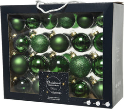 Kerstballen set 42-delig | glas | dennengroen | diverse maten