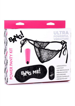 Power Panty Lace Panties, Bullet, en Blindfold Kit - Pink