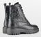 PS Poelman Leta - Dames Leren Enkellaarzen met Veters en Rits - Chunky Plateauzool - Zwart Croco