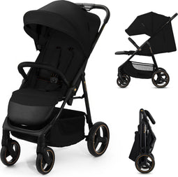 Kinderkraft TRIG 3 - Grote Wandelwagen tot 25 kg - Verstelbare Rugleuning en Voetensteun - CLICK & FOLD Systeem - 360° Draaiende Wielen - Waterdichte Kap met Ventilatie - Comfortabele Zitting - Lichtgewicht 8,9 kg - Zwart