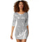 DressForFun Pailletten Jurk - Mini Jurk - Driekwart Mouwen - Zilver