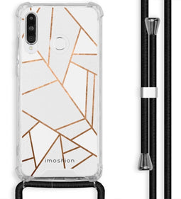 iMoshion Hoesje Geschikt voor Huawei P30 Lite Hoesje Met Koord - iMoshion Design Hoesje met Koord - Wit / Meerkleurig / Goud / White Graphic