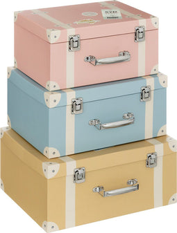 Atmosphera Kids City opbergerkist karton - Pastel - Set van 3