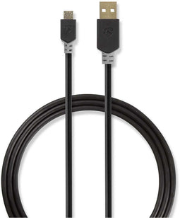 Nedis CCBW60500AT10 - USB A naar USB 2.0 micro kabel - 100 cm - Grijs