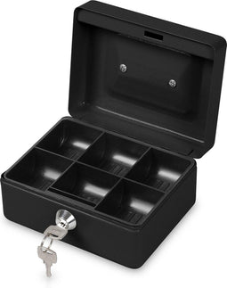Kreator KRT691152 - Geldkist - 6 compartimenten - Zwart (2 stuks)