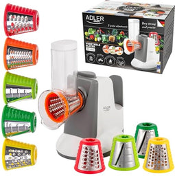 ADLER EUROPE AD4815 Elektrischer Gemuseschneider, Reibe mit 5 Spitzen inkl. Reibe, Leistung 150W