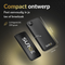 Surge C-Twin Powerbank 10.000mAh 22.5W – 2x USB-C + USB – Zwart – Compact 14,2 x 6,8 x 1,6 cm