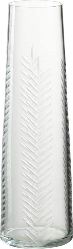 J-Line Vaas Bladeren Glas Transparant Medium - Bloemenvaas 28.00 cm hoog