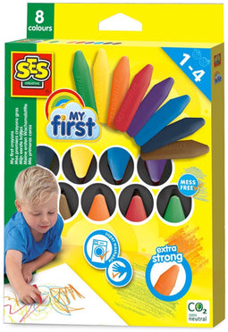 SES Creative - My First - krijt - 8 kleuren - sterke punt – kleuren voor peuters - goed uitwasbaar – 1 tot 4 jaar