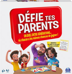 DÉFIE TES PARENTS - Nouvelle Edition du Jeu de Société où Parents et Enfants s’affrontent - Un Jeu de Plateau Convivial pour toute la Famille avec Questions et Défis Amusants - Jeu Enfant 6 Ans et +