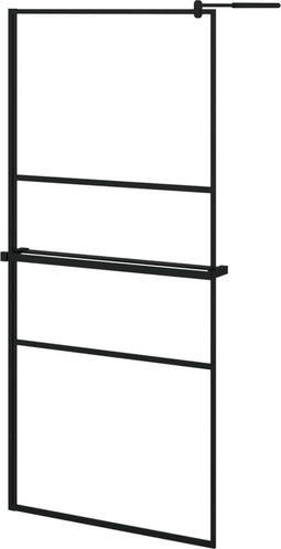 vidaXL - Inloopdouchewand - met - schap - 90x195 - cm - ESG-glas - aluminium - zwart