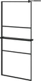 vidaXL - Inloopdouchewand - met - schap - 90x195 - cm - ESG-glas - aluminium - zwart