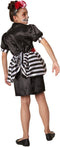 Dressforfun Skeletdame 104 - Verkleedkostuum Halloween - Korte jurk met skeletprint en bloemenriem (3-4j)