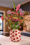 Mica Decorations Hearts Vaas - Keramiek - Speels hartjesdesign - Roze met rood
