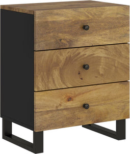 vidaXL - Nachtkastje - 50x33x62 - cm - massief - mangohout - en - bewerkt - hout