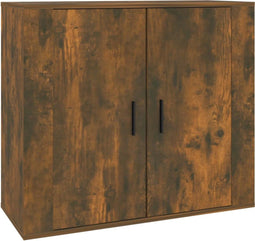 vidaXL - Dressoir - 80x33x70 - cm - bewerkt - hout - gerookt - eikenkleurig
