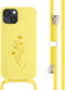 iMoshion Hoesje Geschikt voor iPhone 14 Hoesje Met Koord - iMoshion Siliconen design hoesje met koord - Geel / Flower Yellow