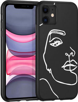 iMoshion Design voor de iPhone 11 hoesje - Abstract Gezicht - Wit / Zwart