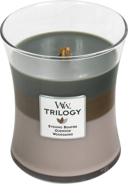 WoodWick Hourglass Medium Trilogy Geurkaars - Cosy Cabin