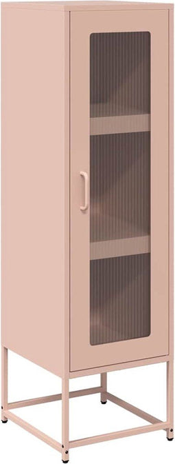vidaXL - Hoge - kast - 36x39x123 - cm - koudgewalst - staal - roze