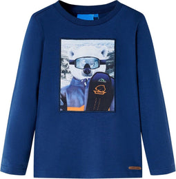 vidaXL - Kindershirt - met - lange - mouwen - 140 - jeansblauw